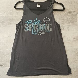 NEW Harley-Davidson Black Tank Top with Blue and Gray Print